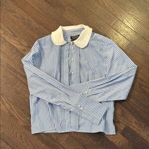 J. Crew Blue and White Pinstripe Button Down Shirt